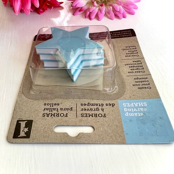 NEW Inkadinkado Star Stamp Carving Shapes Set of 3 Blue Stamps 3 Tracing Sheets - Picture 5 of 9